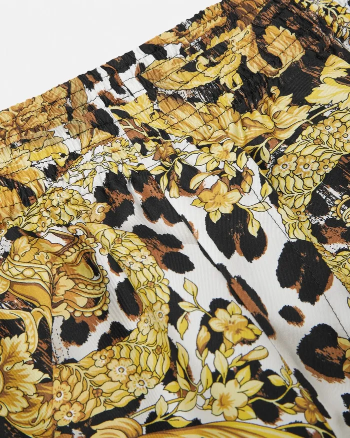 Versace Pants and Shorts Men Wild Barocco Illusion Silk Shorts Print