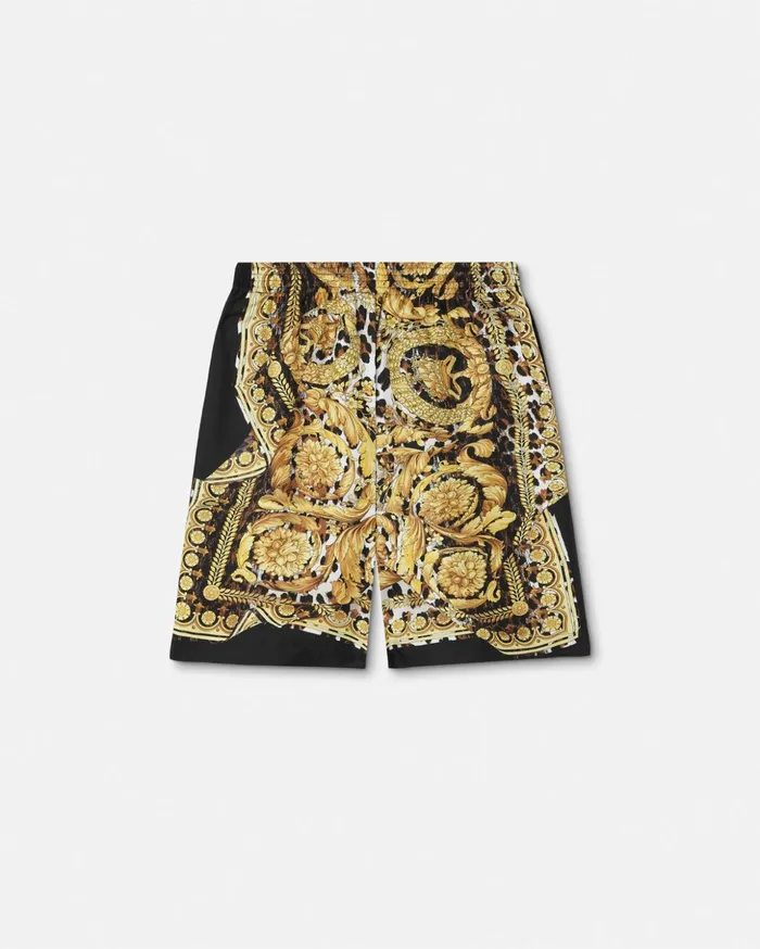 Versace Pants and Shorts Men Wild Barocco Illusion Silk Shorts Print