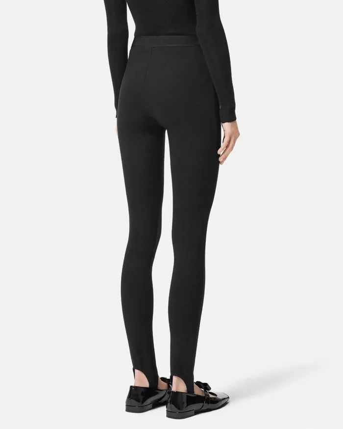 Versace Pants and Shorts Women 90s Vintage Logo Stirrup Leggings Black
