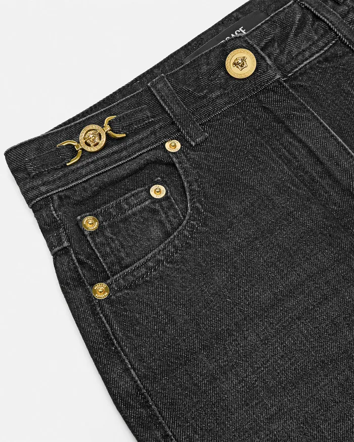 Versace Pants and Shorts Women Barocco Boyfriend Jeans Blackprint