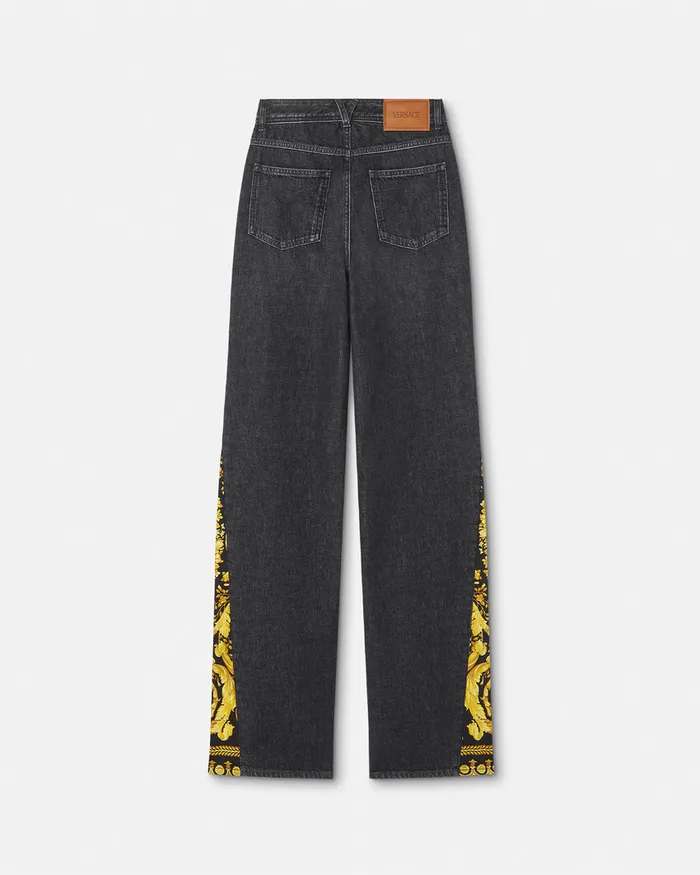 Versace Pants and Shorts Women Barocco Boyfriend Jeans Blackprint