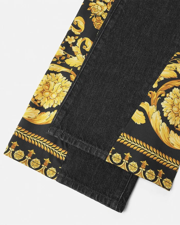 Versace Pants and Shorts Women Barocco Boyfriend Jeans Blackprint