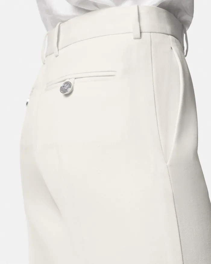 Versace Pants and Shorts Women Grain De Poudre StraightLeg Pants White