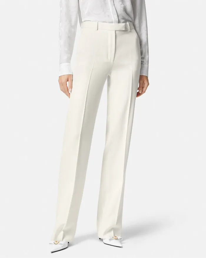 Versace Pants and Shorts Women Grain De Poudre StraightLeg Pants White