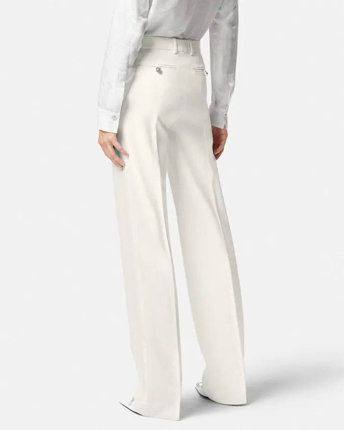 Versace Pants and Shorts Women Grain De Poudre StraightLeg Pants White