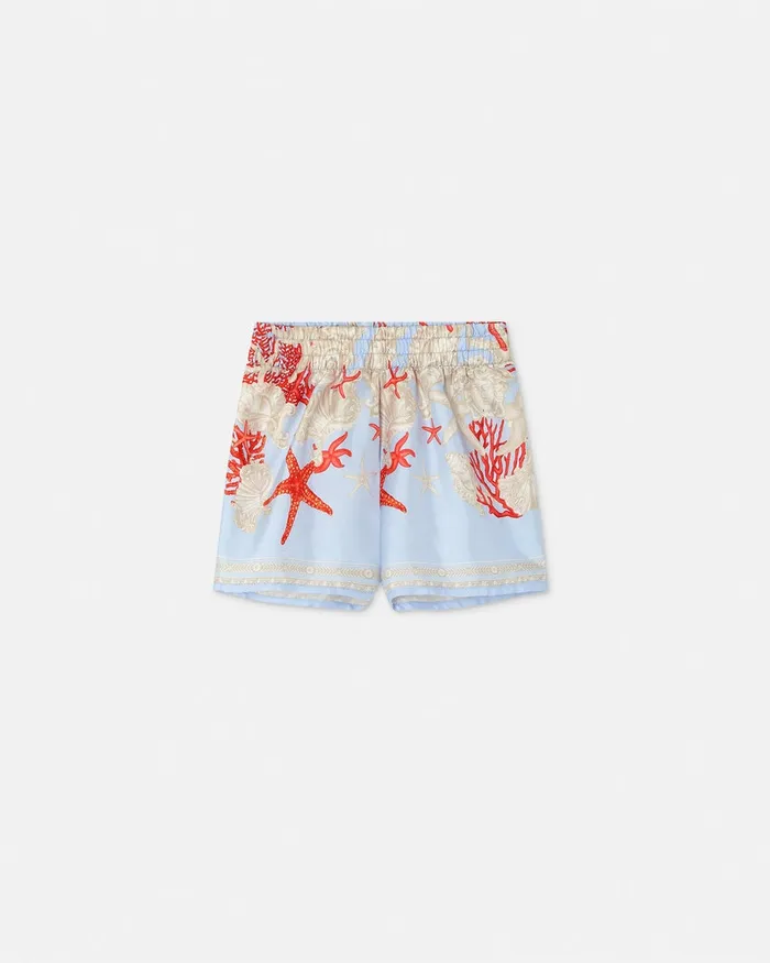 Versace Pants Kids Barocco Sea Baby Silk Shorts Blueprint