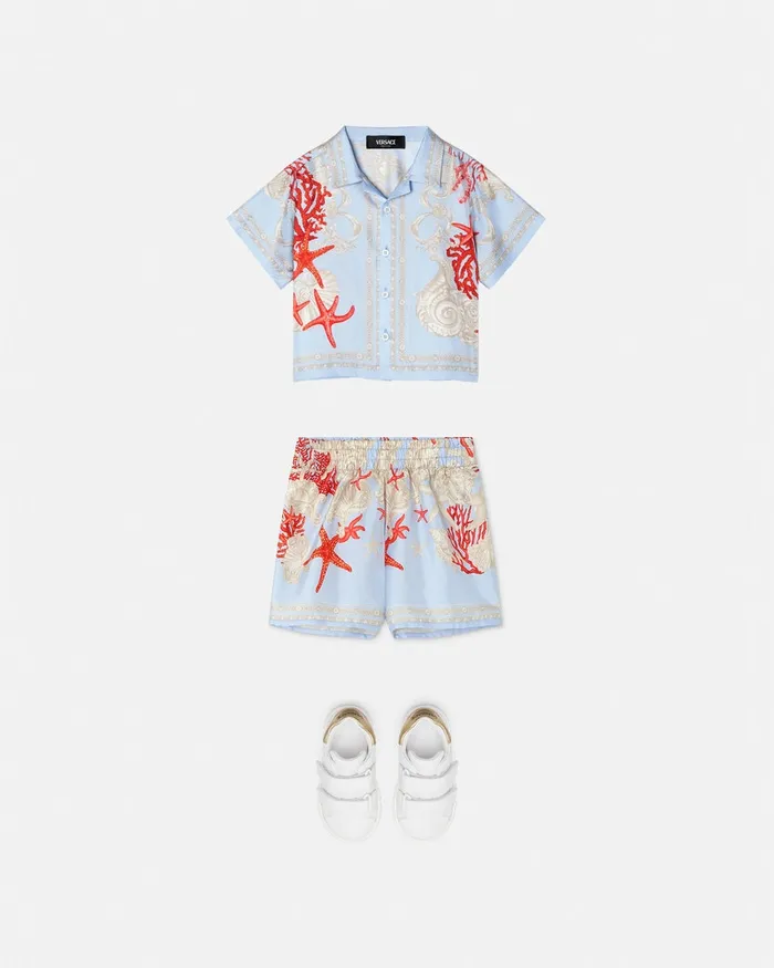 Versace Pants Kids Barocco Sea Baby Silk Shorts Blueprint