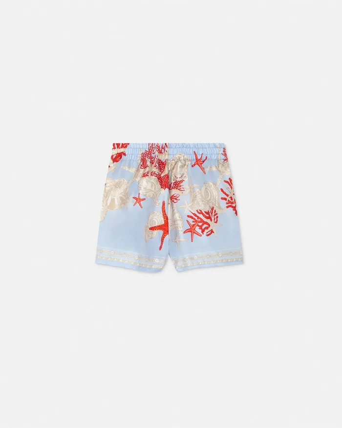 Versace Pants Kids Barocco Sea Baby Silk Shorts Blueprint