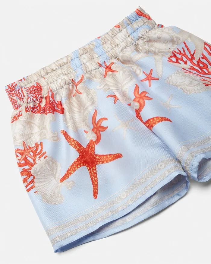 Versace Pants Kids Barocco Sea Baby Silk Shorts Blueprint