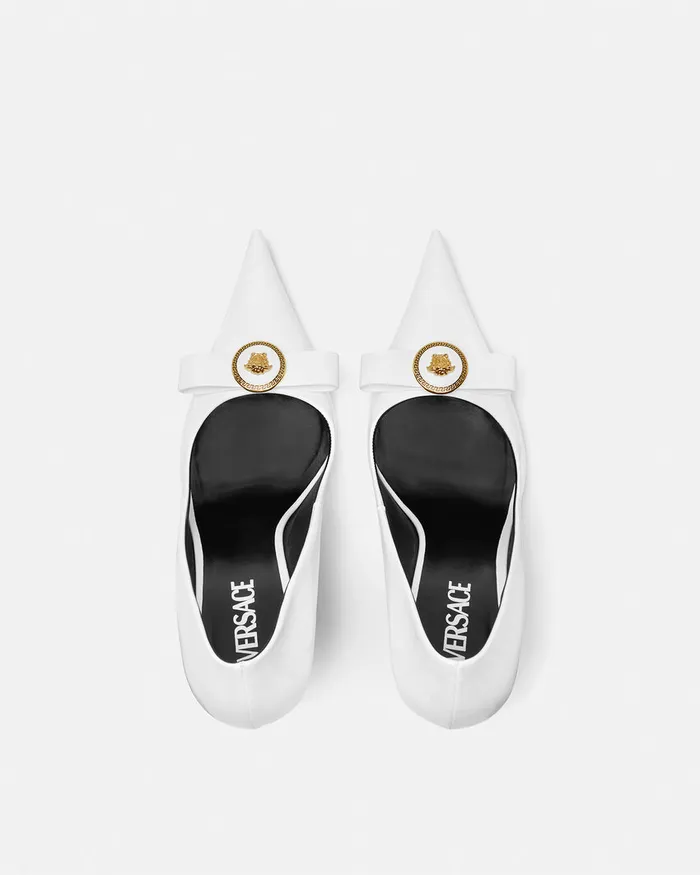 Versace Pumps and Slingbacks Women Gianni Ribbon Patent Pumps 110 Mm White