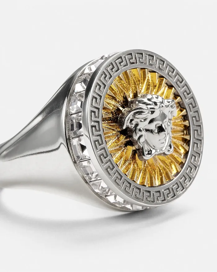 Versace Rings WomenMen Crystal Icon Ring Silvergold