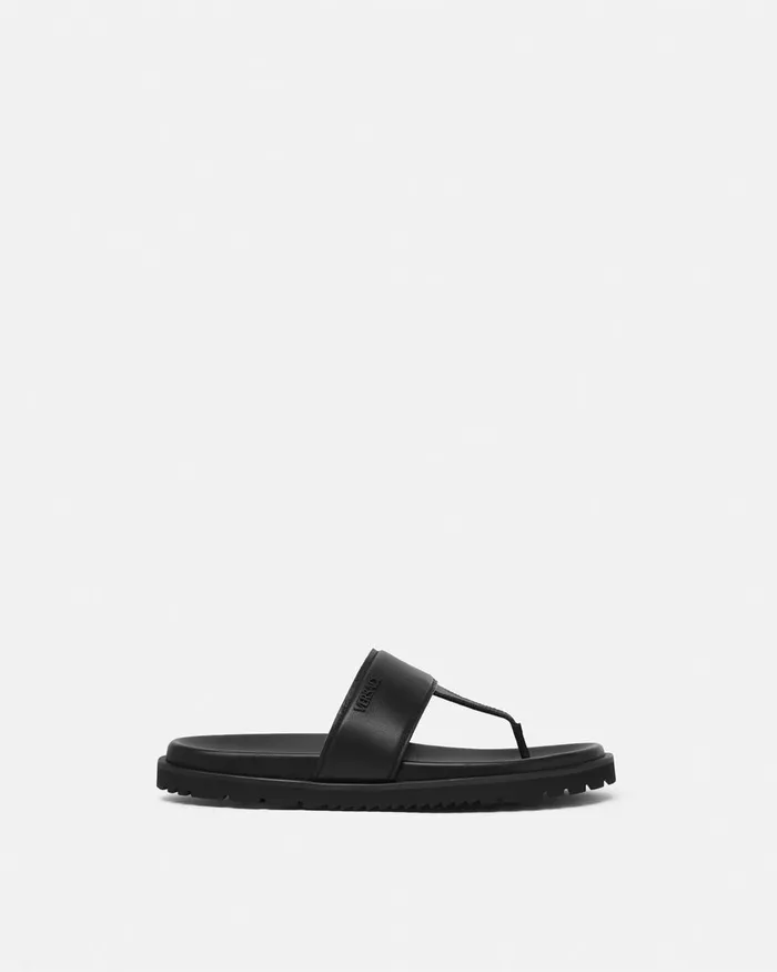 Versace Sandals and Slides Men Logo Sandals Black