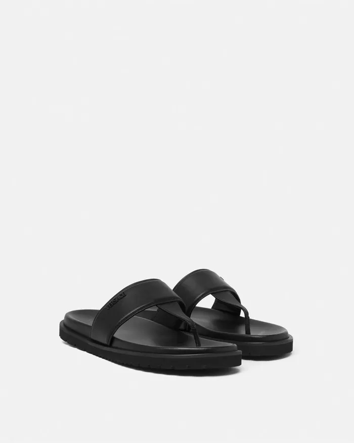 Versace Sandals and Slides Men Logo Sandals Black