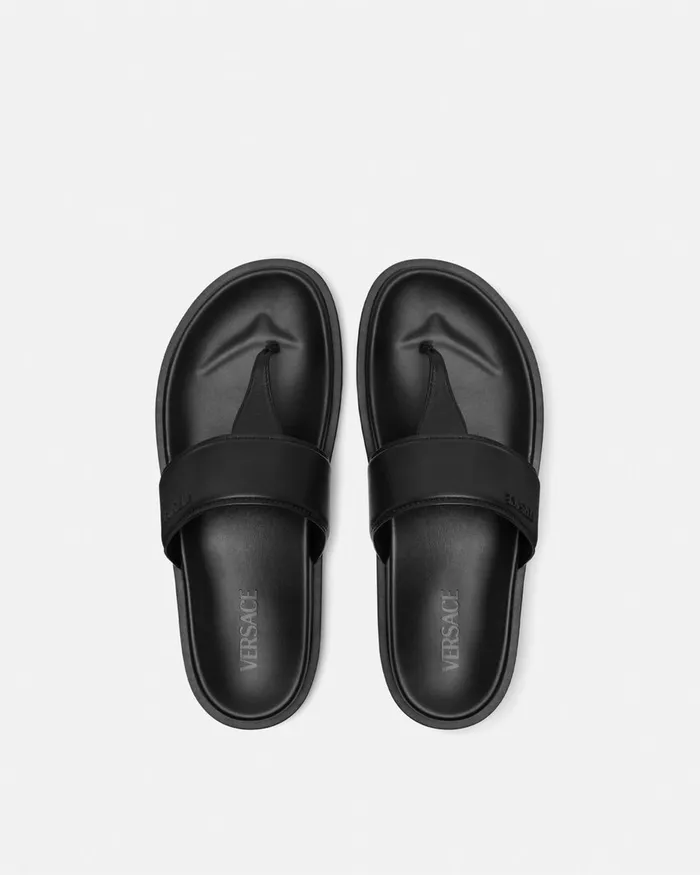 Versace Sandals and Slides Men Logo Sandals Black
