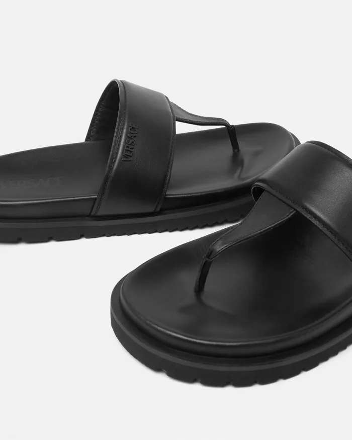 Versace Sandals and Slides Men Logo Sandals Black