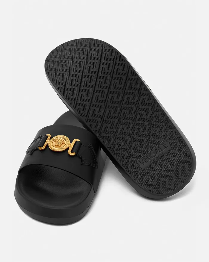 Versace Sandals and Slides Men Medusa Biggie Sliders Blackgold