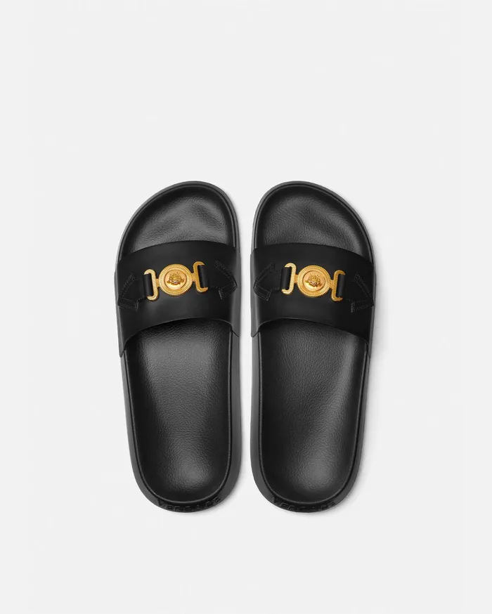 Versace Sandals and Slides Men Medusa Biggie Sliders Blackgold