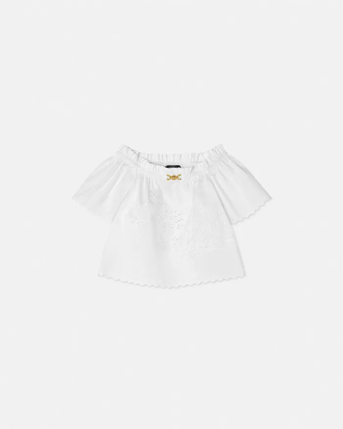 Versace Shirts and Tshirts Kids Embroidered Sangallo Shirt White