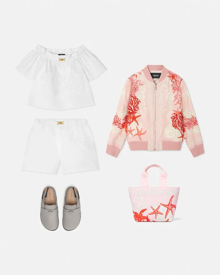 Versace Shirts and Tshirts Kids Embroidered Sangallo Shirt White