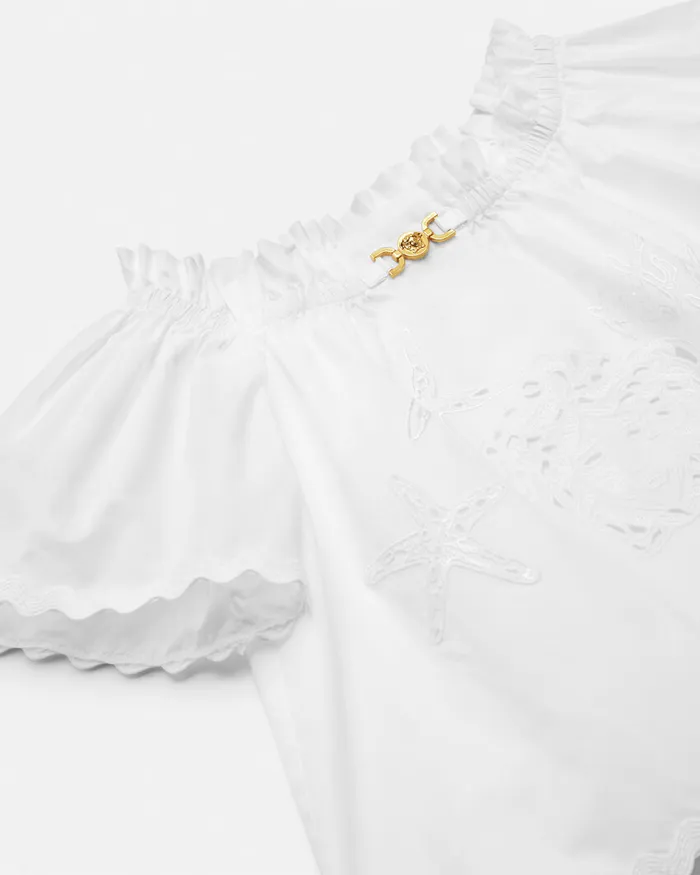 Versace Shirts and Tshirts Kids Embroidered Sangallo Shirt White
