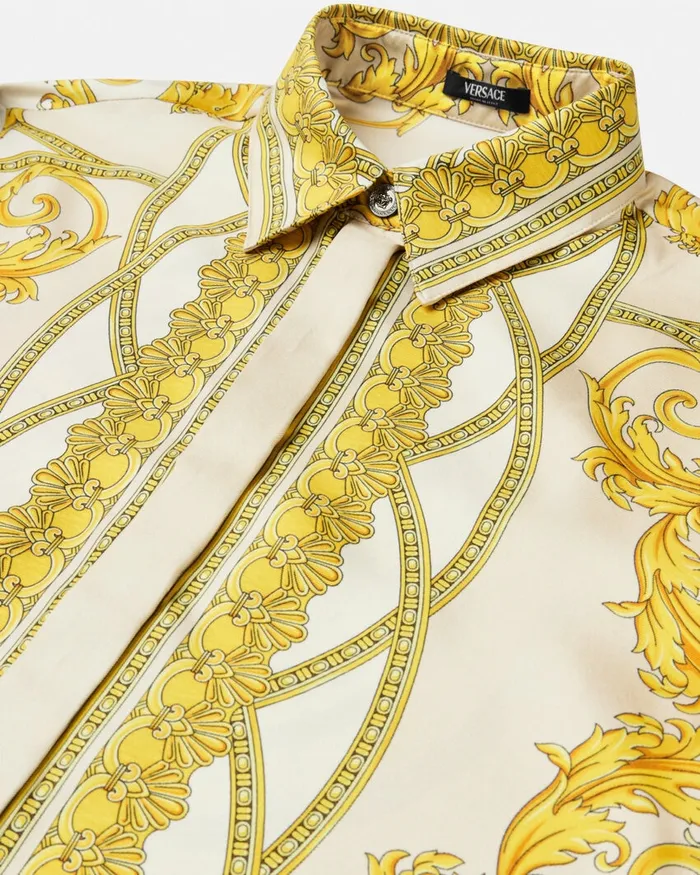 Versace Shirts and Tops Women La Coupe Des Dieux Silk Shirt Goldprint