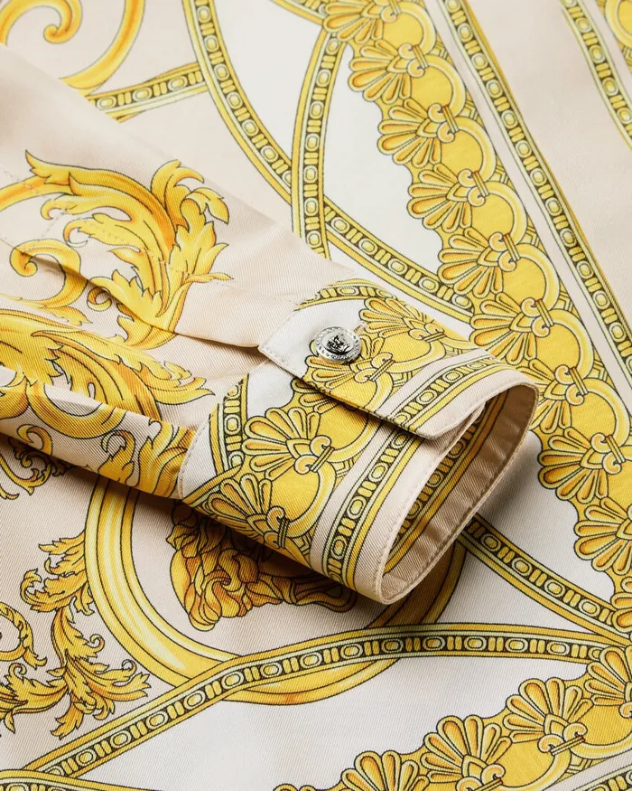 Versace Shirts and Tops Women La Coupe Des Dieux Silk Shirt Goldprint