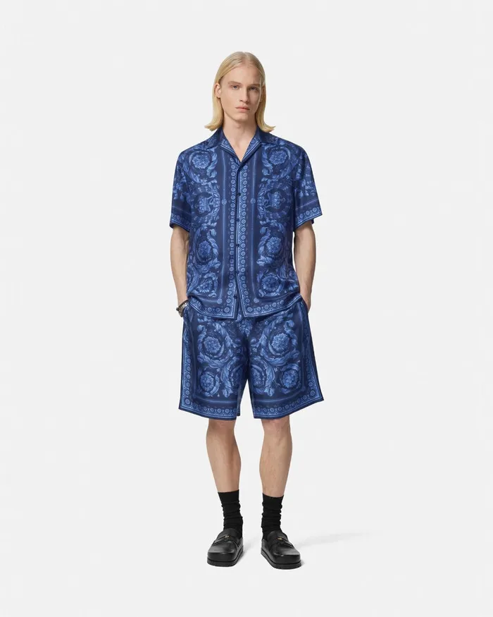Versace Shirts Men Barocco Silk Shirt Blueprint