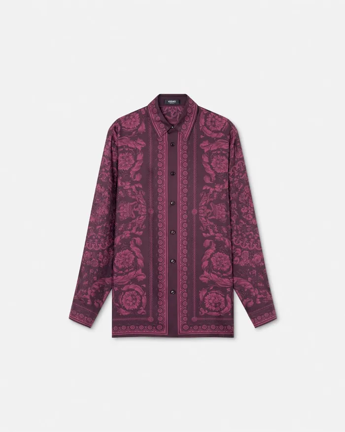 Versace Shirts Men Barocco Silk Shirt Print