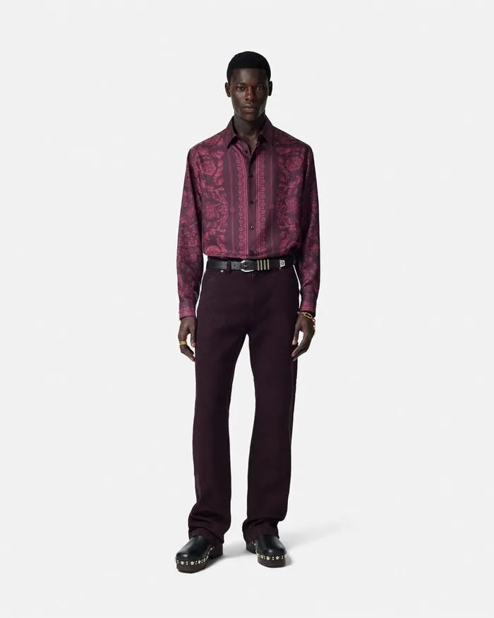 Versace Shirts Men Barocco Silk Shirt Print