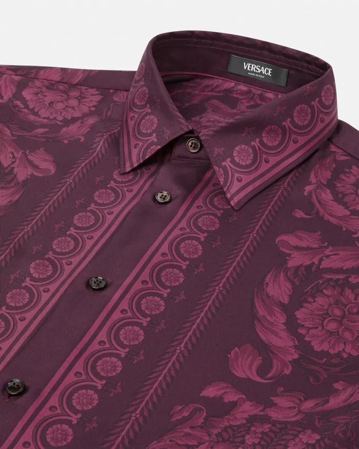 Versace Shirts Men Barocco Silk Shirt Print