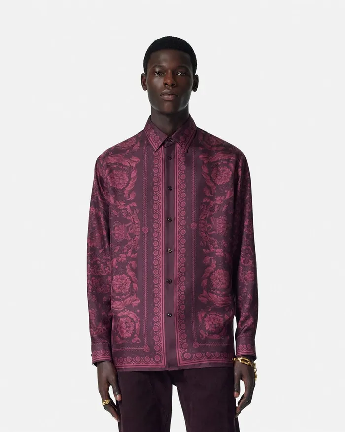 Versace Shirts Men Barocco Silk Shirt Print