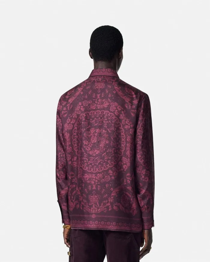 Versace Shirts Men Barocco Silk Shirt Print