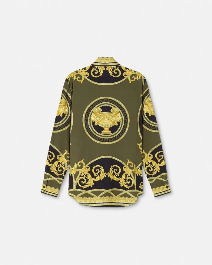 Versace Shirts Men La Coupe Des Dieux Paneled Shirt Black