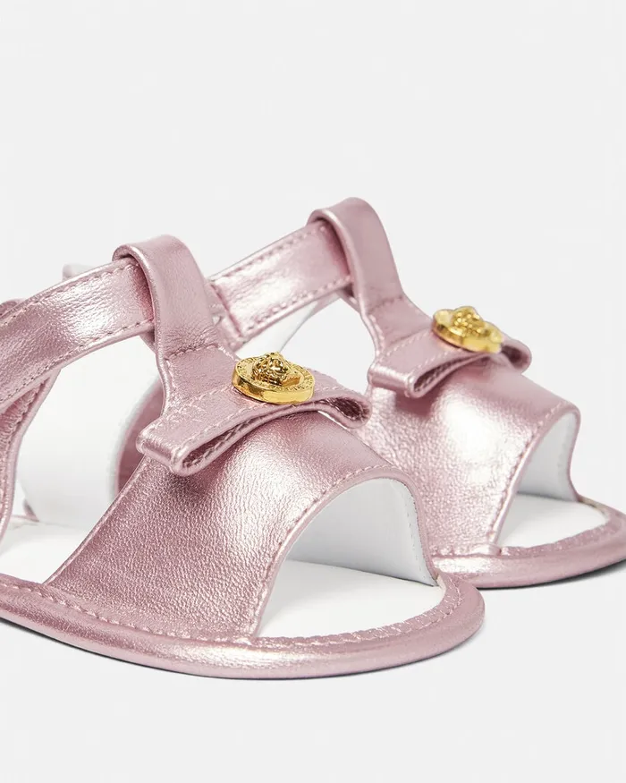 Versace Shoes and First Steps Kids Medusa Baby Metallic Sandals Light Pink