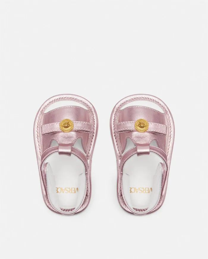 Versace Shoes and First Steps Kids Medusa Baby Metallic Sandals Light Pink