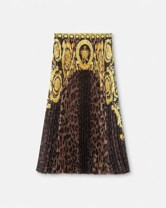 Versace Skirts Women Wild Barocco Pleated Mini Skirt Animalier
