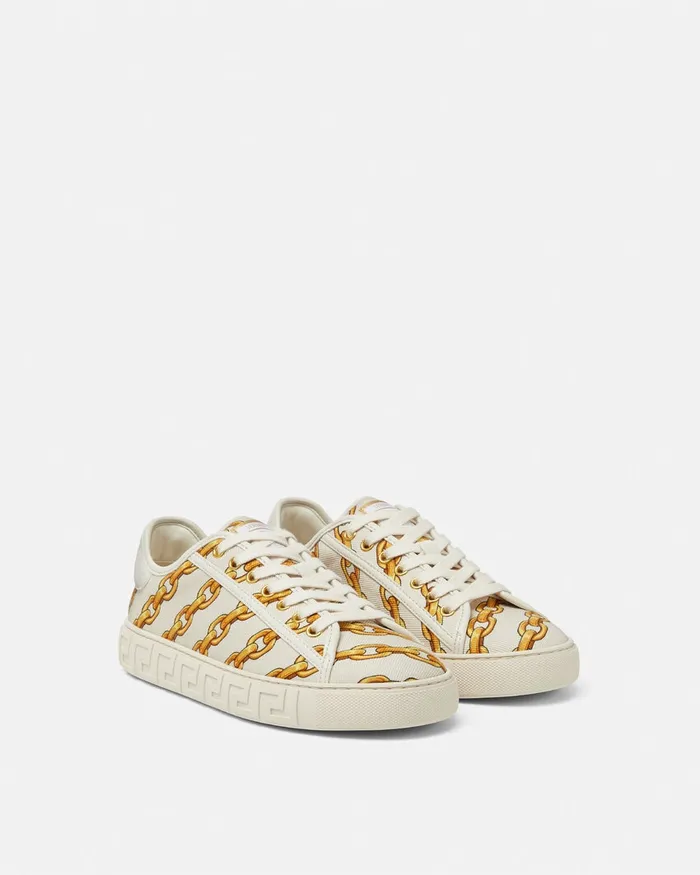 Versace Sneakers Women Chain Stripes Greca Sneakers Print