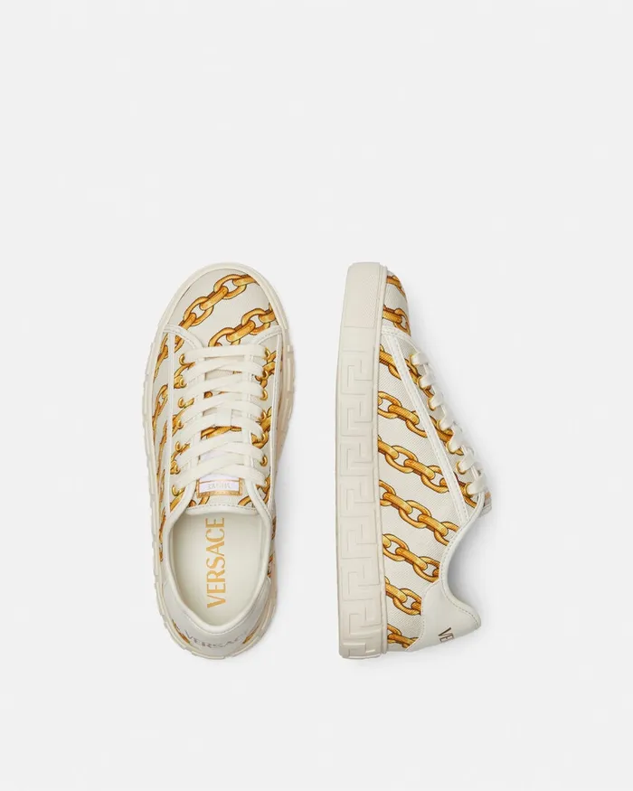 Versace Sneakers Women Chain Stripes Greca Sneakers Print