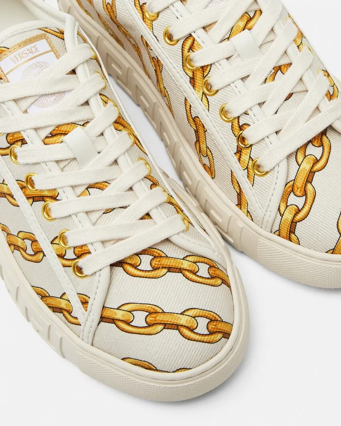 Versace Sneakers Women Chain Stripes Greca Sneakers Print