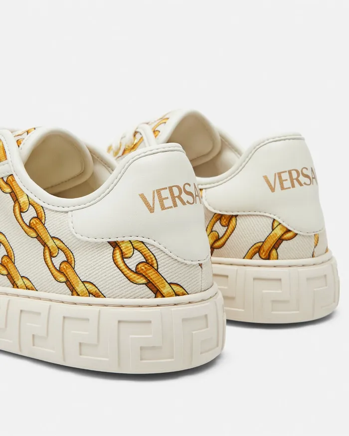 Versace Sneakers Women Chain Stripes Greca Sneakers Print
