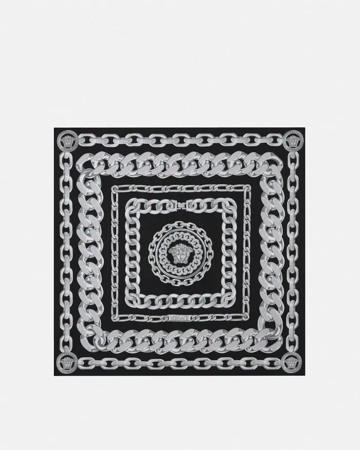 Versace Soft Accessories Men Medusa Chains Large Silk Foulard 344034 Print