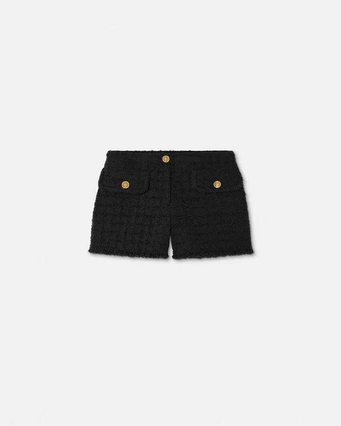 Versace Suits Women Heritage Tweed Mini Shorts Black