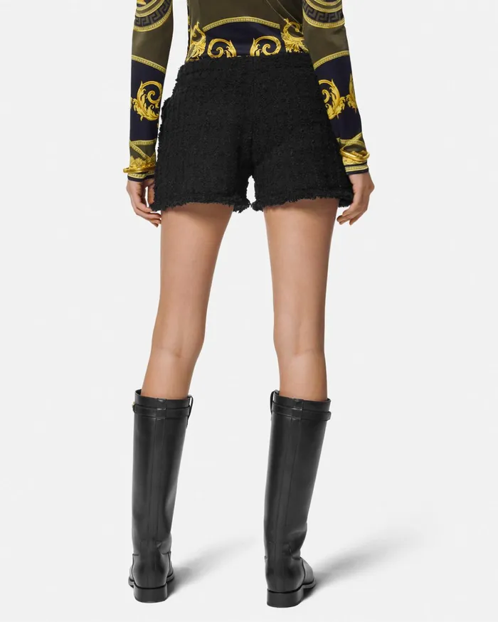 Versace Suits Women Heritage Tweed Mini Shorts Black