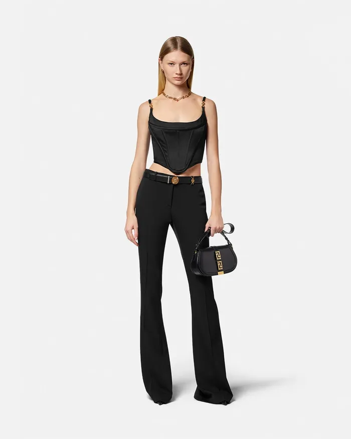 Versace Suits Women Medusa 03995 Flared Pants Black
