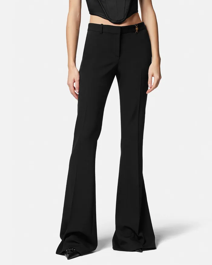 Versace Suits Women Medusa 03995 Flared Pants Black