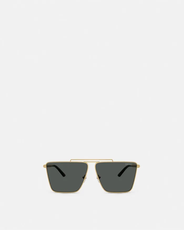 Versace Sunglasses Men Tubular Greca Sunglasses Blackgold