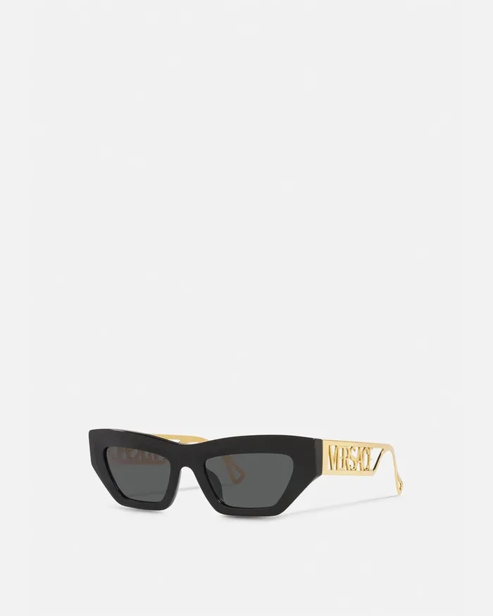 Versace Sunglasses Women 90s Vintage Logo CatEye Sunglasses Black