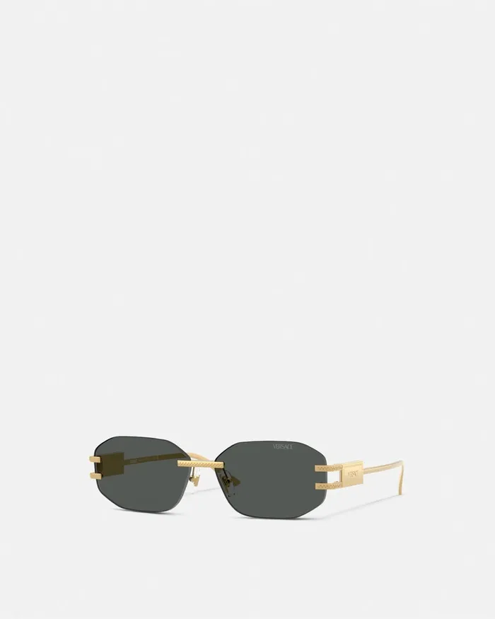 Versace Sunglasses Women Damier Plaque Sunglasses Blackgold