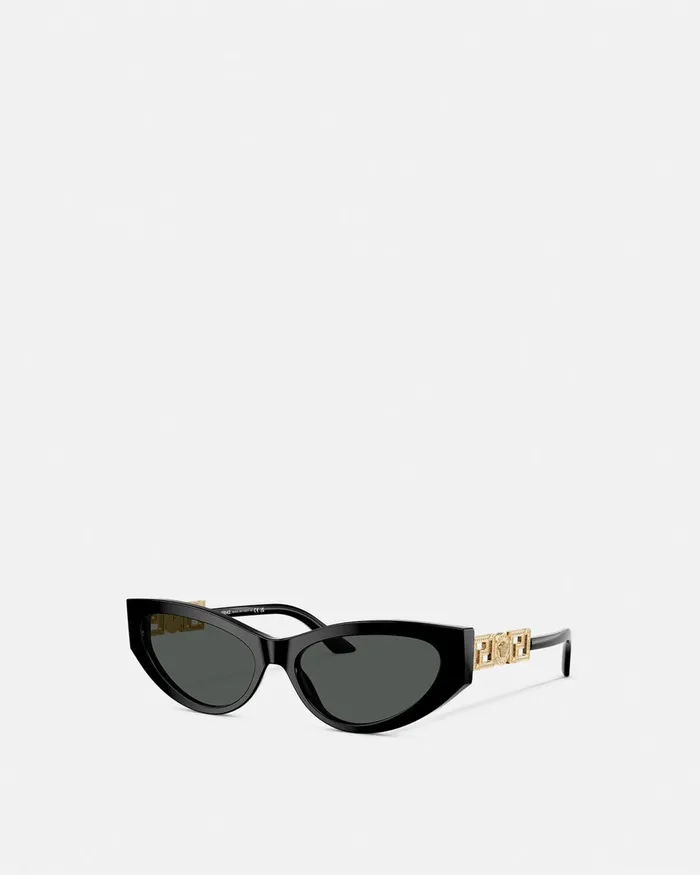 Versace Sunglasses Women Greca Strass CatEye Sunglasses Blackgold