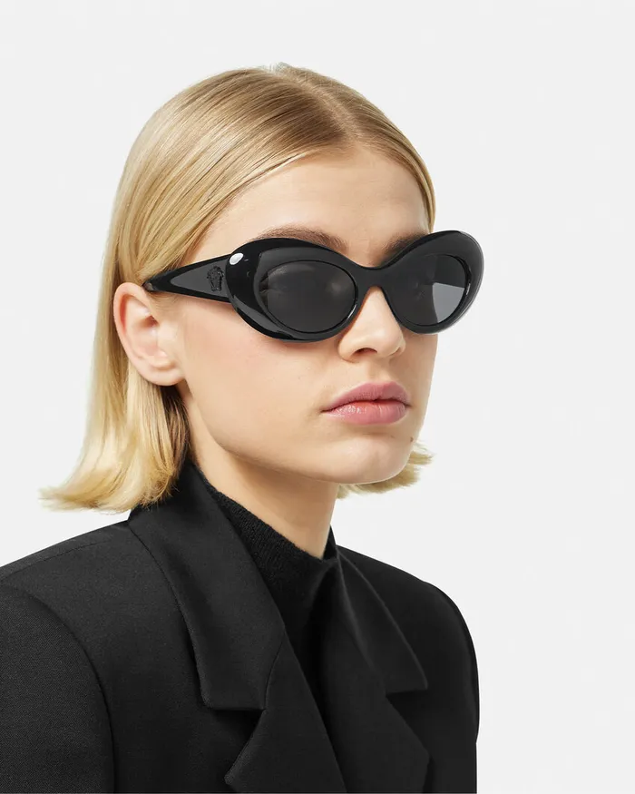 Versace Sunglasses Women Maxi La Medusa Oval Sunglasses Blackgold